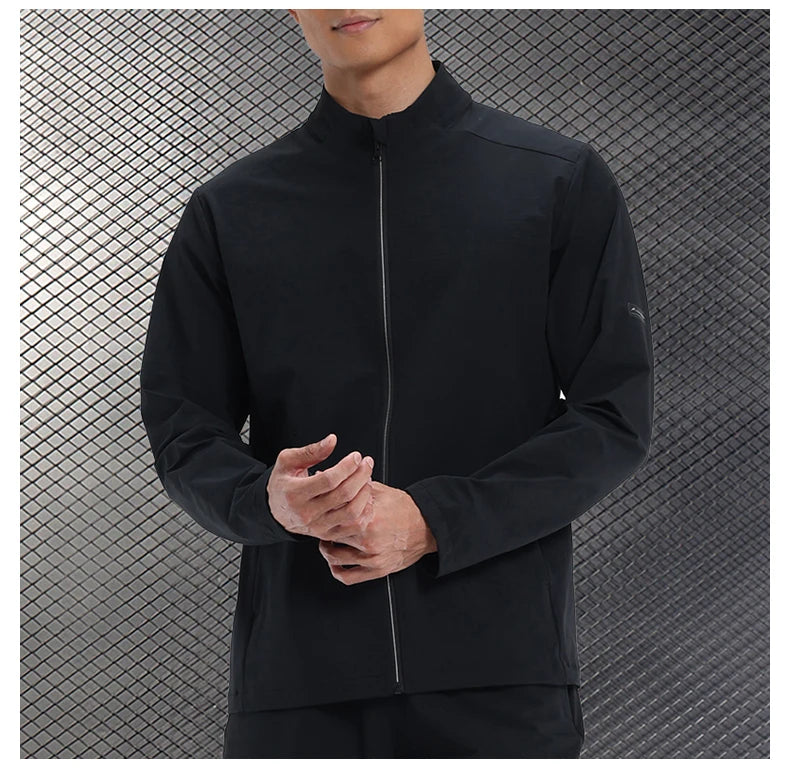 Men Outdoor Sports Casual Jacket Jacket Stand-Up Collar Zip Running Fitness Windproof Camping Hiking Riding Training Tops