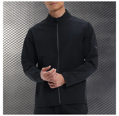 Men Outdoor Sports Casual Jacket Jacket Stand-Up Collar Zip Running Fitness Windproof Camping Hiking Riding Training Tops