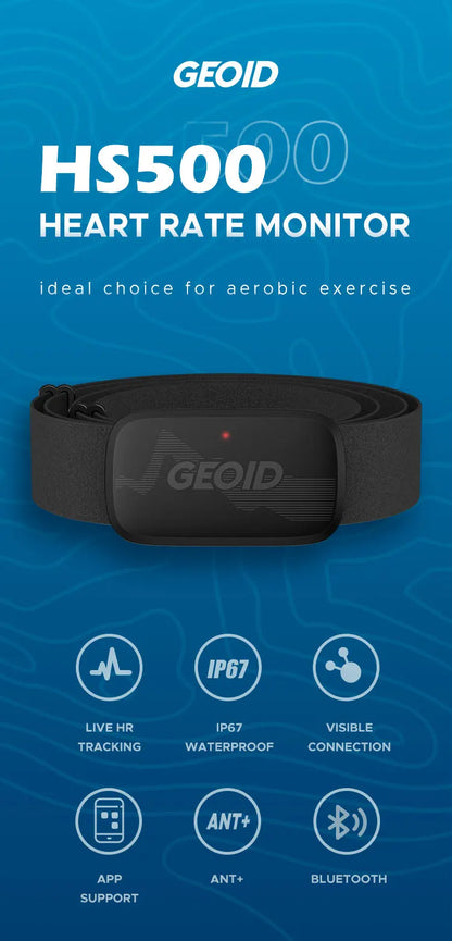 GEOID HS500 Heart Rate Monitor Fitness Equipment Ant Bluetooth Heart Rate Sensor with Chest Strap Tracking LED Light