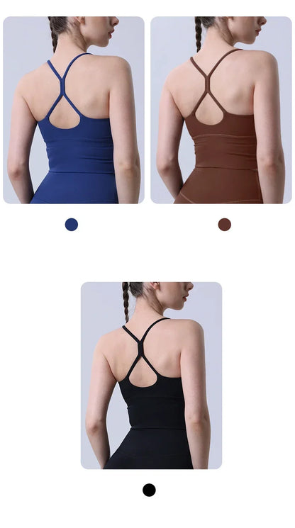 Solid Color Women Gym Yoga Naked Feeling Sexy Cross Back Y shape Sports Bra Fitness Yoga Jogging Workout Sports Women Sling