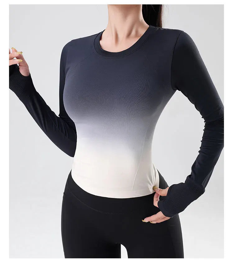 Women's Long Sleeve Top Yoga Shirts Running T-Shirt Hanging dye Fitness Sports Top Gym Sweatshirts Workout Tops Sports Shirts