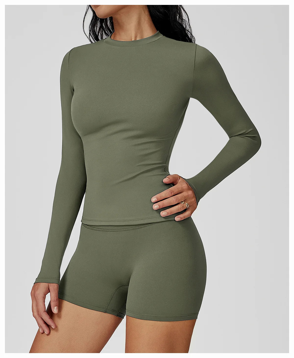 JUREN Yoga Shirts For Women Long Sleeve Fitness Running Push Up Gym Shirts Female Workout Breathable High Elastic Sports Top