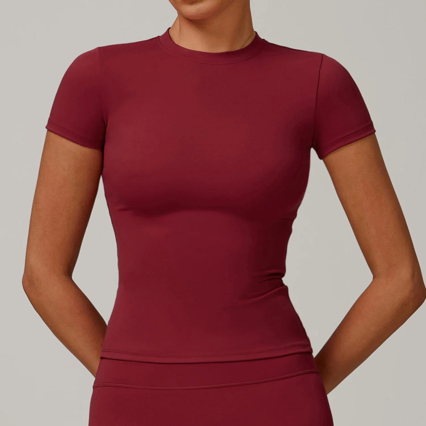 NCLAGEN Women Running Sports T Shirt Summer Short Sleeve Round Neck Breathable Stretchy GYM Yoga Slim Fitness Active Top Tee