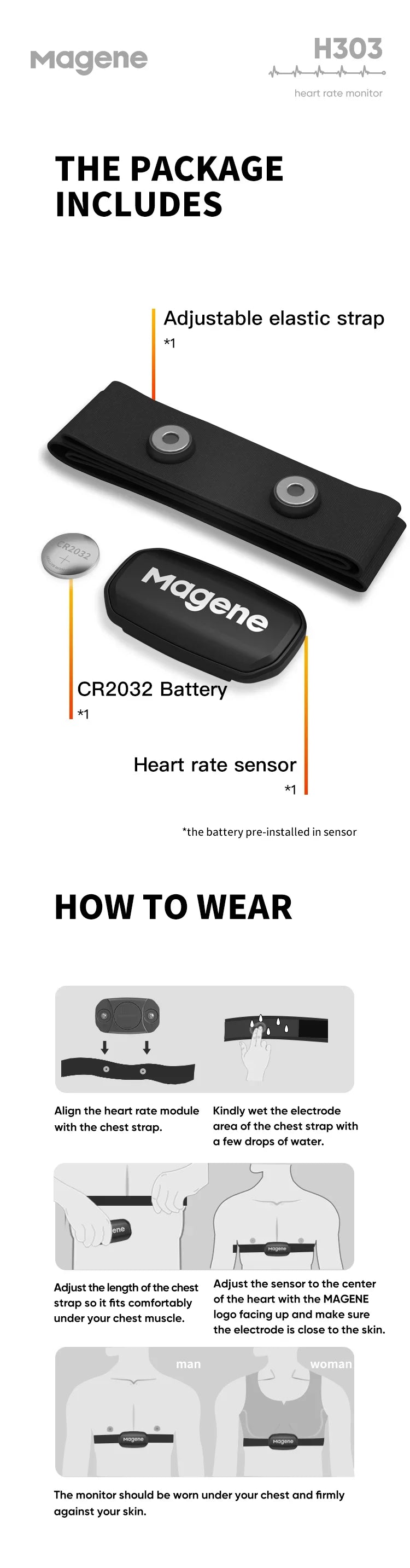 Magene H303 H64 Heart Rate Monitor Mover Sensor Dual ANT Bluetooth With Chest Strap Cycling Computer Bike Wahoo Garmin Sports