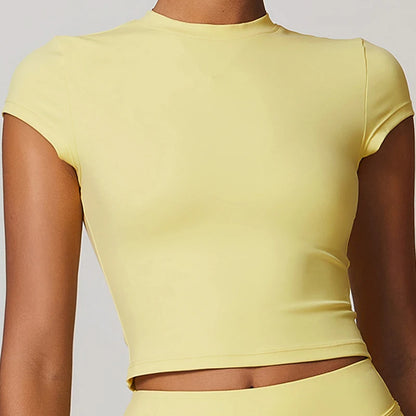 Hearuisavy Casual T-shirt Female Fitness Gym Top Yoga Clothing Sports Short-Sleeved Shirt Women Quick-Dry Workout Shirt Women