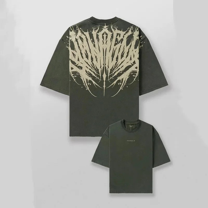 Loose Fit Men's T-Shirt American Trendy Brand Cotton Blend Short Sleeve Fitness Sporty Summer Casual Wear Dry Fast T-Shirt