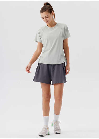 Summer Women's Quick Dry Running Sports T-Shirt Gym Fitness Training Wear for Tennis Golf Yoga Breathable Sportswear Top