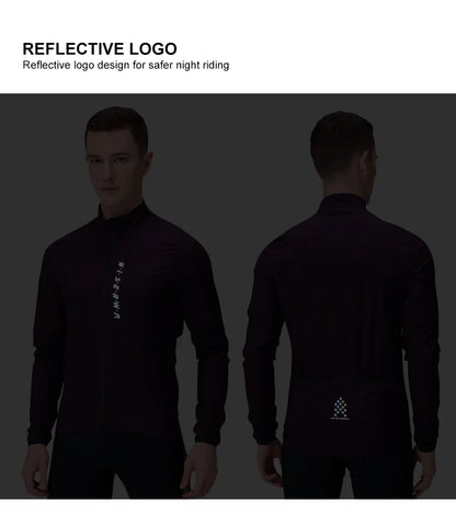 HISERWA Men Cycling Jacket Lightweight Breathable Anti-UV Cycling Windbreaker High Quality MTB Road Bike Jersey 2-Way Zipper